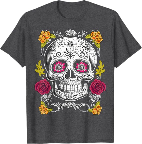Sugar Skull Mexican Day of the Dead Men T-Shirt - Festive Dia de los Muertos Apparel