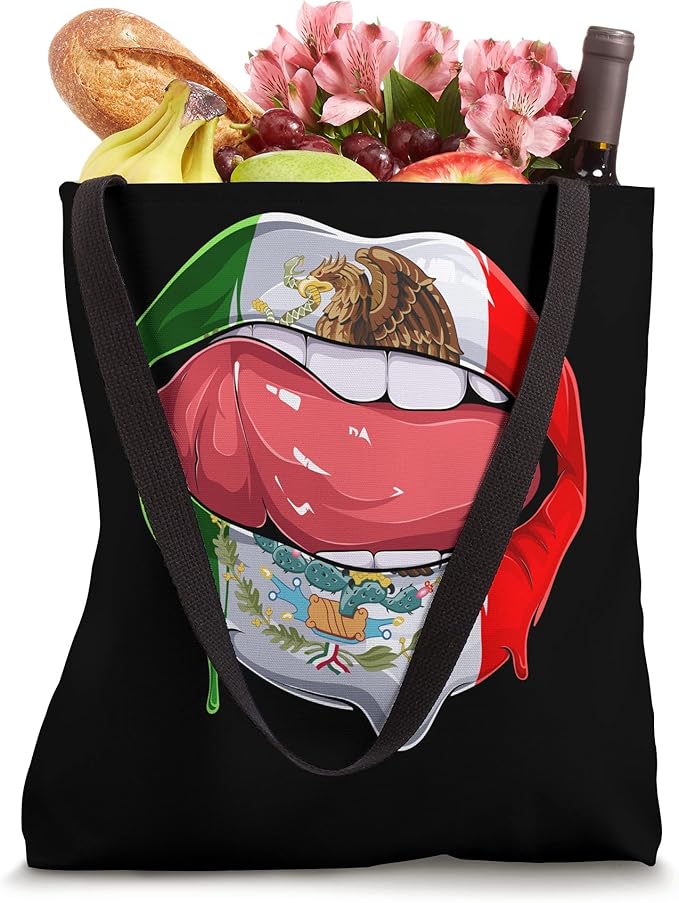 Mexico Flag Lips Tote Bag - Mexican Bandera Como Labios Design