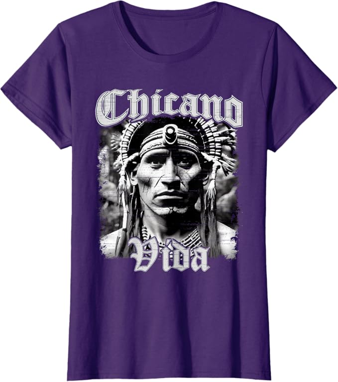 Chicano Vida Vintage Aztec Native American Mexican Women T-Shirt - Cultural Graphic Tee
