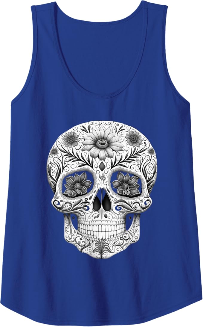 Dia De Los Muertos Mexican Skull Art Women Tank Top - Day of the Dead Design