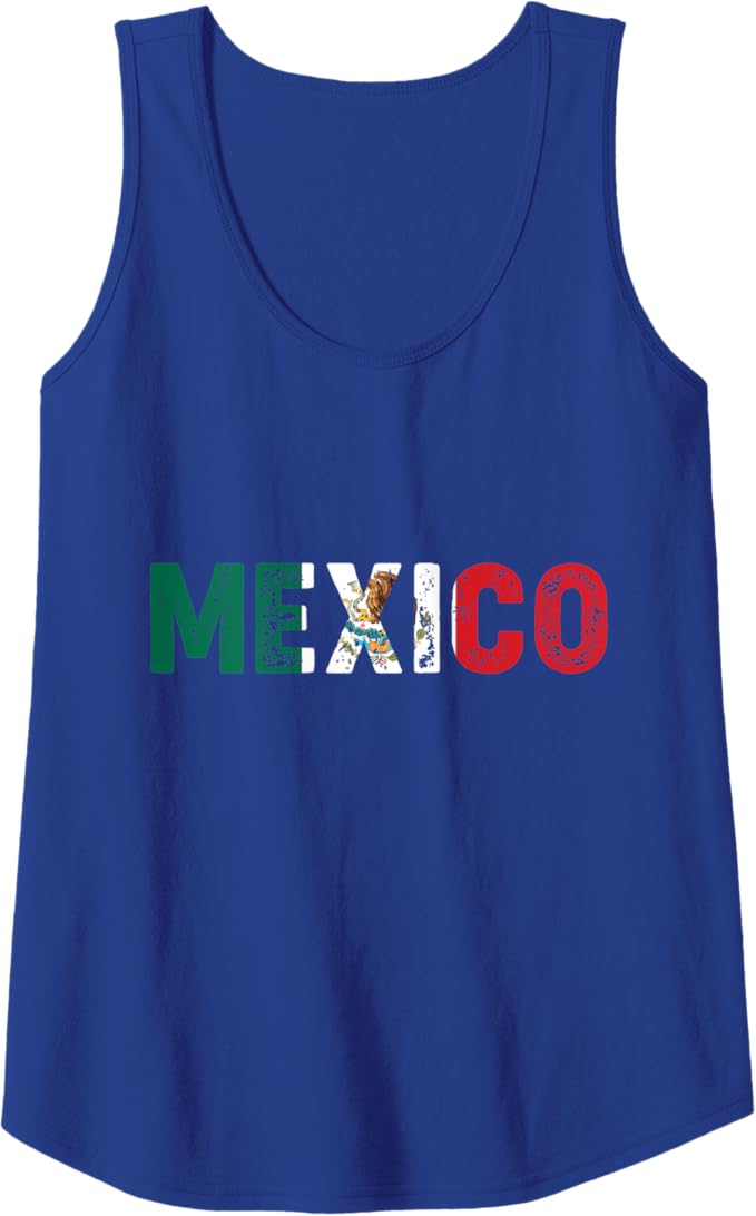 Mexico Vintage Letters Mexican Flag Bandera Mexicana Women Tank Top
