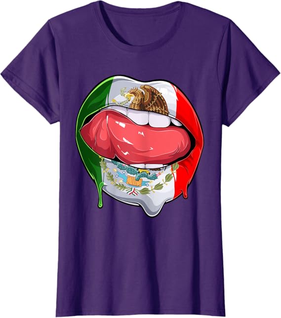 Mexico Flag Lips Women T-Shirt – Stylish Mexican Bandera Lips Design