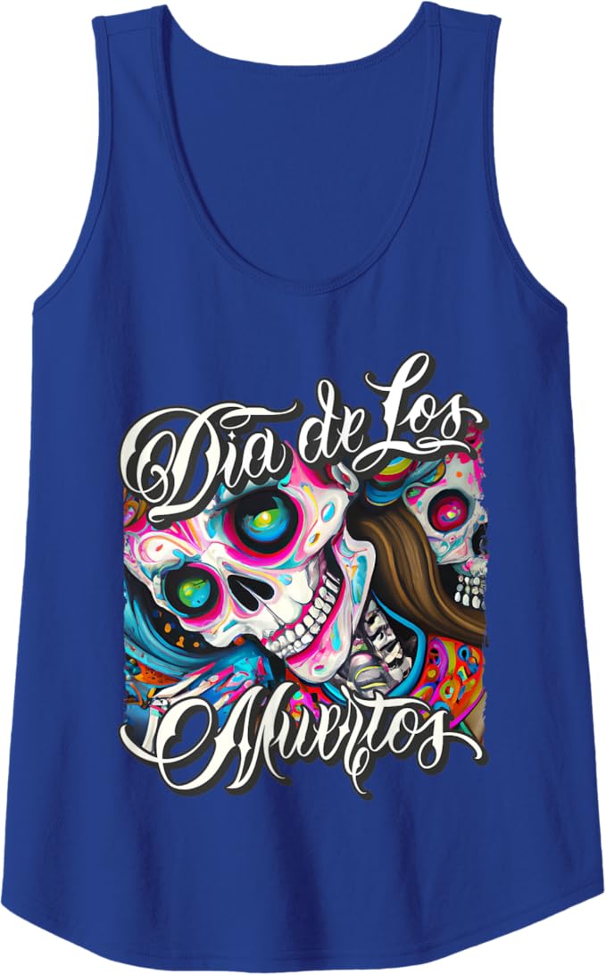 Mexican Calaveras Catrina Día de los Muertos Colorful Skull Women Tank Top
