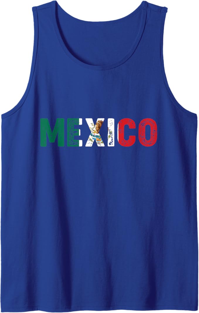 Mexico Vintage Letters Mexican Flag Bandera Mexicana Men Tank Top