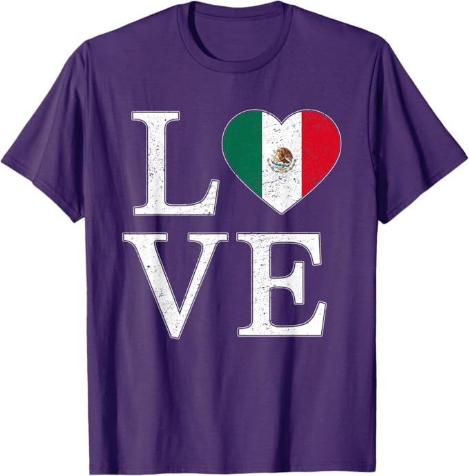 Mexico Love Men T-Shirt – Vintage Mexican Flag Heart Design