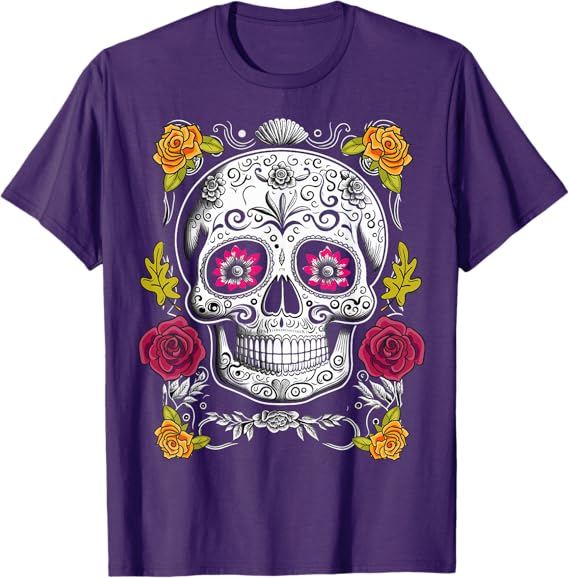 Sugar Skull Mexican Day of the Dead Men T-Shirt - Festive Dia de los Muertos Apparel