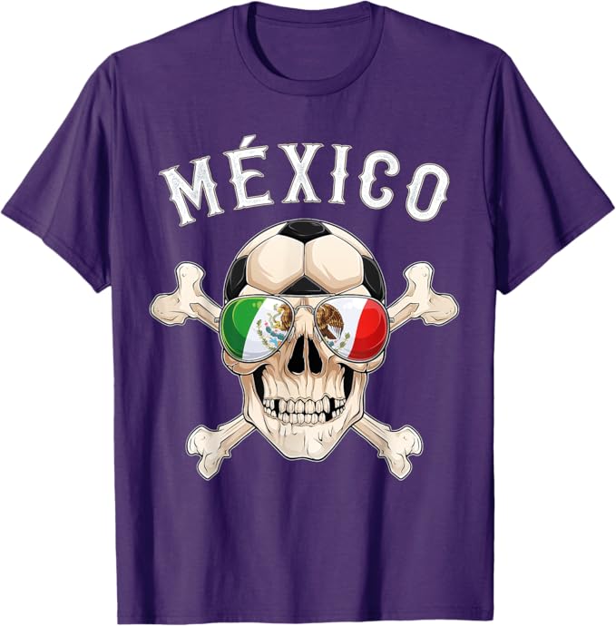 Mexico Pirate Soccer Fan Men T-Shirt – Skull with Mexican Flag Apparel