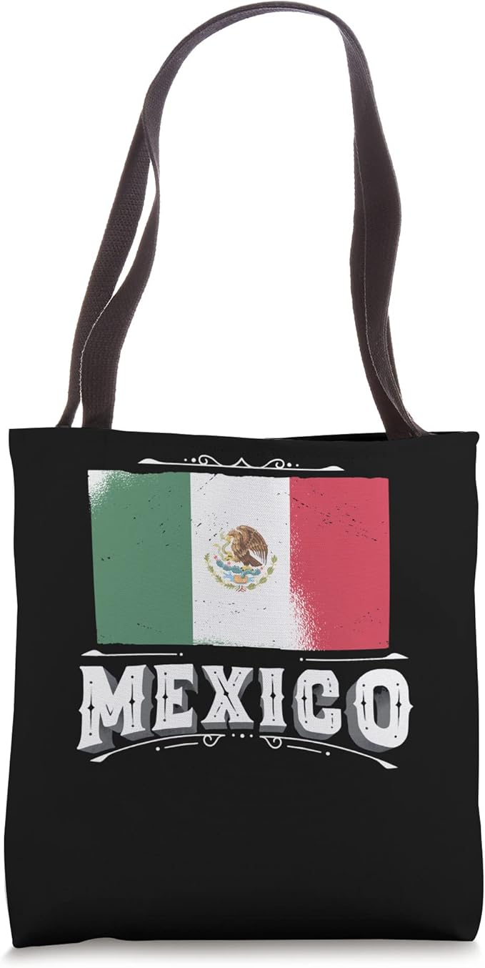 Mexican Flag Tote Bag - Bandera Mexicana with Mexico Lettering