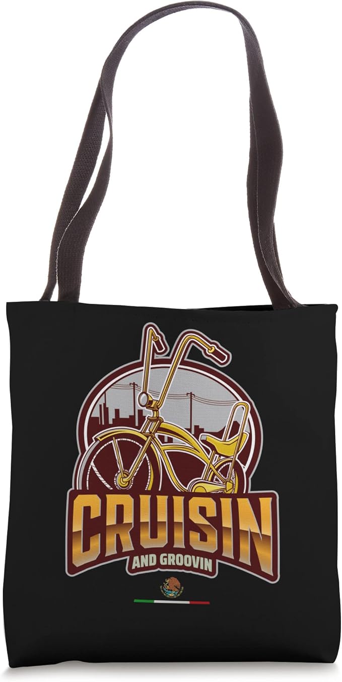Cruisin' and Groovin' Chicano Lowrider Bike Mexican Tote Bag - Stylish and Durable