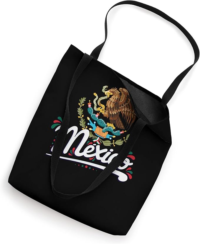Mexican Flag Coat of Arms Tote Bag with Mexico Lettering