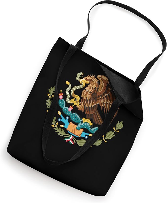Mexican Flag Coat of Arms Aztec Tenochtitlan Eagle on Cactus Tote Bag