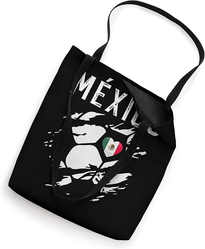 Mexico Retro Vintage Soccer Fan Tote Bag - Mexican Flag Heart Design
