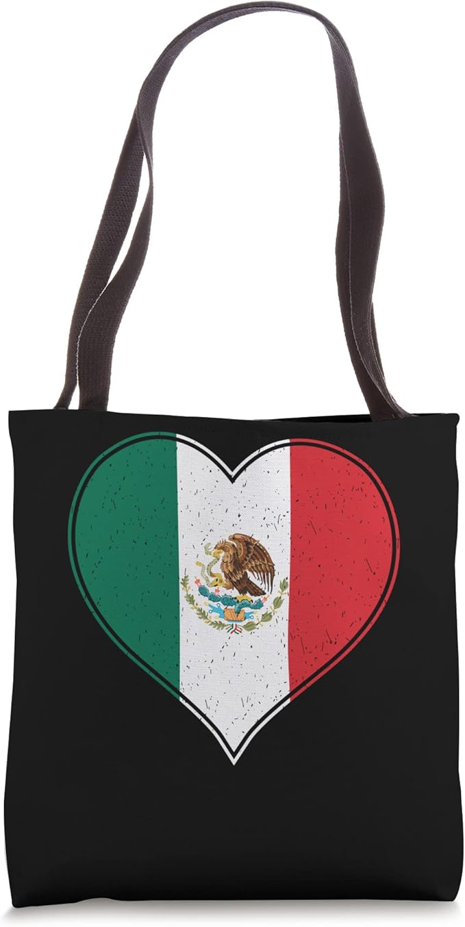 Corazon Mexicano Mexican Flag Tote Bag - Bandera de Mexico Camiseta Design