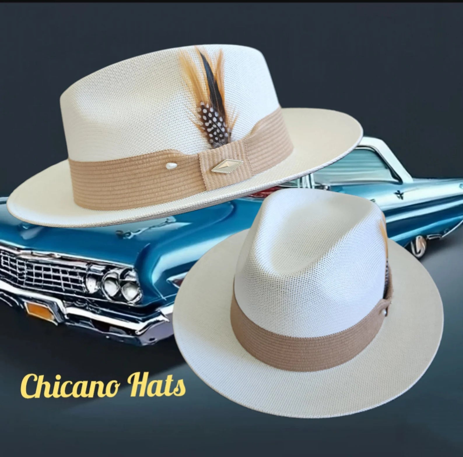 Goldline White Viejo Hat with Khaki Band - Flip Down or Up Style