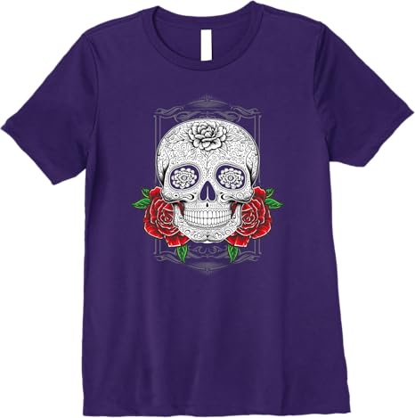 Mexican Calaveras Flower Skull Dia de los Muertos Premium Women T-Shirt – Unique Day of the Dead Design