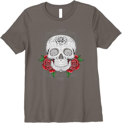 Mexican Calaveras Flower Skull Dia de los Muertos Premium Women T-Shirt – Unique Day of the Dead Design