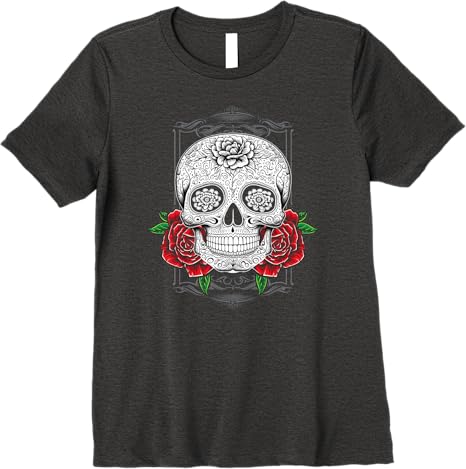 Mexican Calaveras Flower Skull Dia de los Muertos Premium Women T-Shirt – Unique Day of the Dead Design