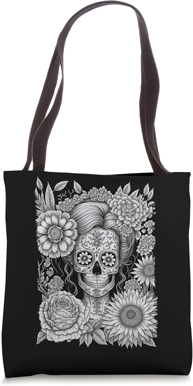 Creepy Calaveras Catrina Tote Bag - Mexican Day of the Dead Holiday Design