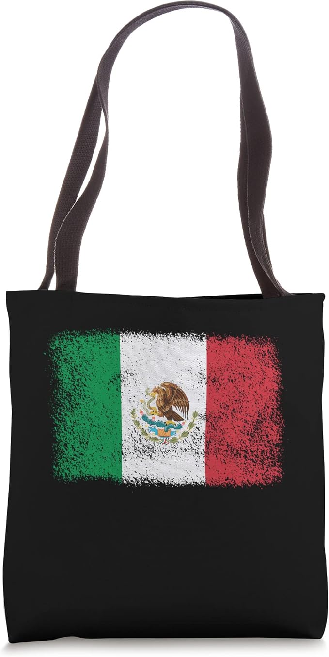 Retro Mexico Flag Tote Bag - Mexican Bandera Pride Camiseta Style