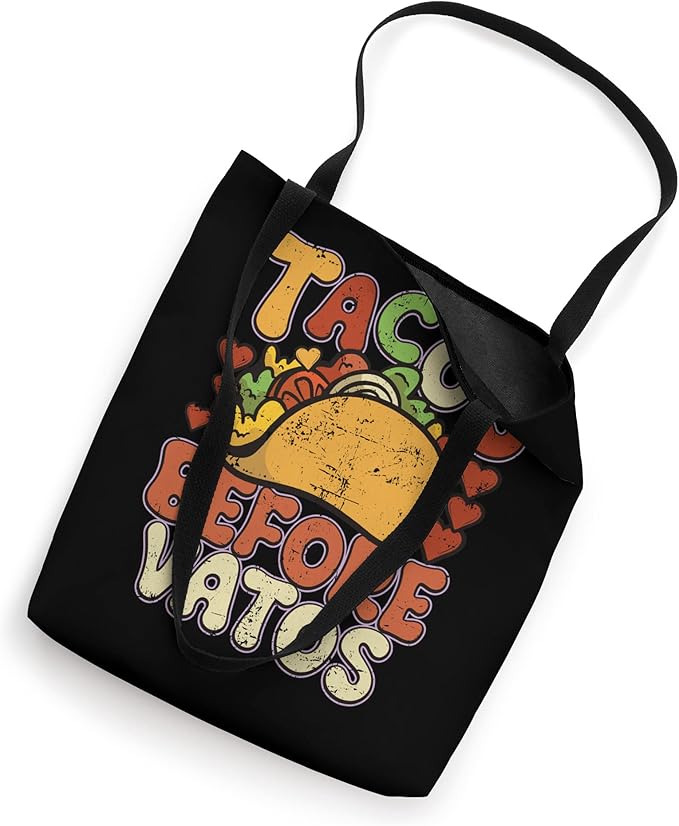 Tacos Before Vatos Funny Vintage Mexican Chicano Tote Bag - Cool Gift for Taco Lovers