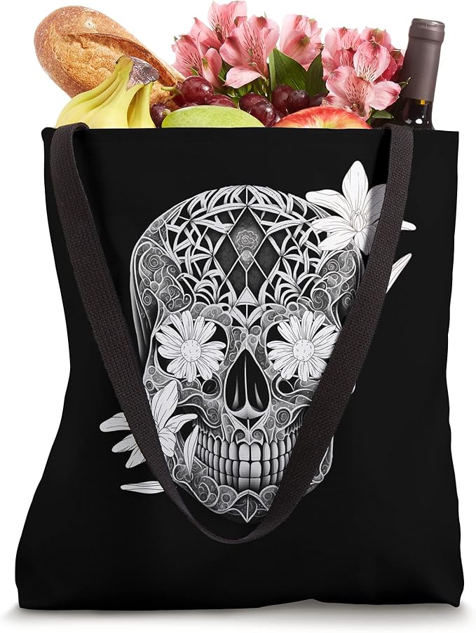 Flower Sugar Skull Mexico Dia De Los Muertos Tote Bag - Day of the Dead Accessories
