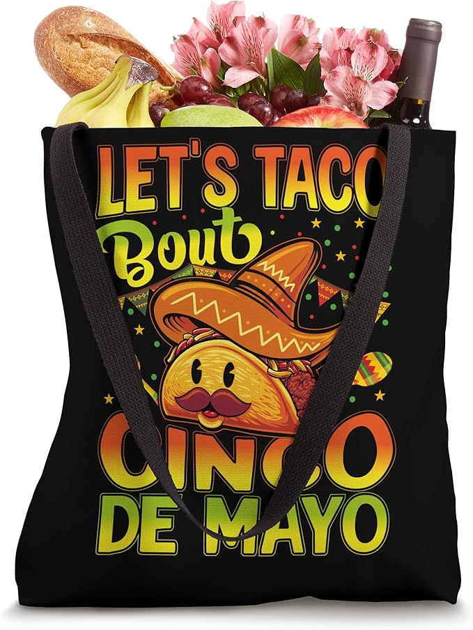Mexican Cinco De Mayo Party Tote Bag - Let's Taco 'Bout It Design