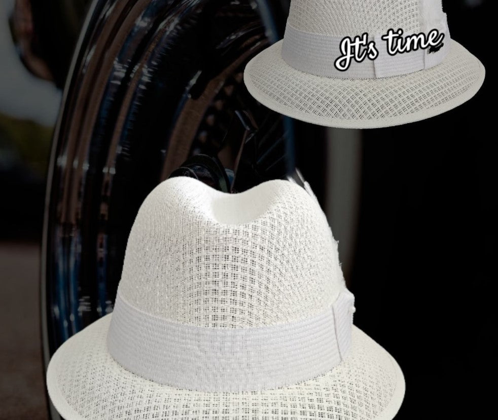 Classic Traditional Garcia All White Fedora – Stylish Lowrider Hat for Men