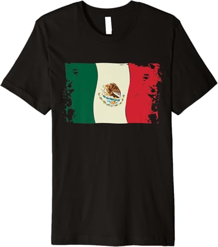 Premium Vintage Mexico Flag Men T-Shirt - Bandera Mexicana Camiseta