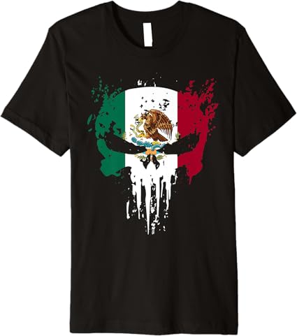 Premium Mexican Flag Skull Women T-Shirt | Bandera Mexicana Camiseta | Unique Design