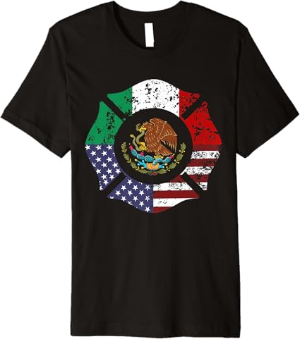 USA American Mexico Mexican Flag Escudo Nacional de México Premium Men T-Shirt - Patriotic Tee for Americans & Mexicans