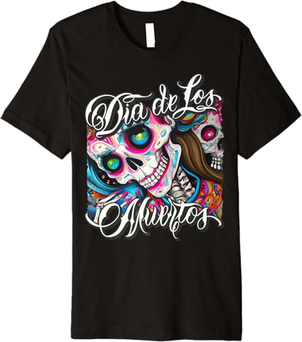 Premium Mexican Calaveras Catrina Men T-Shirt | Colorful Dia De Los Muertos Skull Shirt