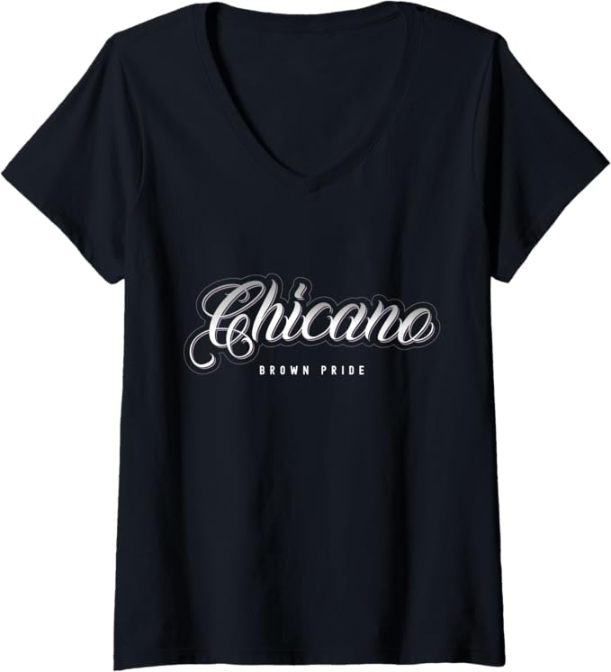 Women's Chicano Brown Pride Mexican Hombre Retro V-Neck T-Shirt - Stylish & Bold Design