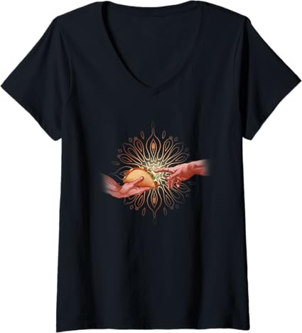 Funny Women's Taco Creation V-Neck T-Shirt | Mexican Chicano Art Design