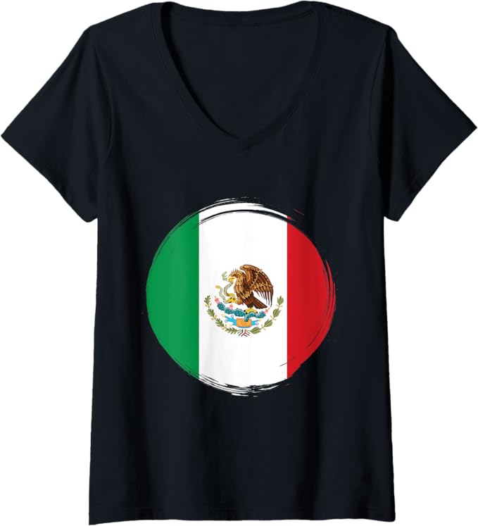 Women's Mexico National Flag V-Neck Women T-Shirt - Camiseta con Bandera de México