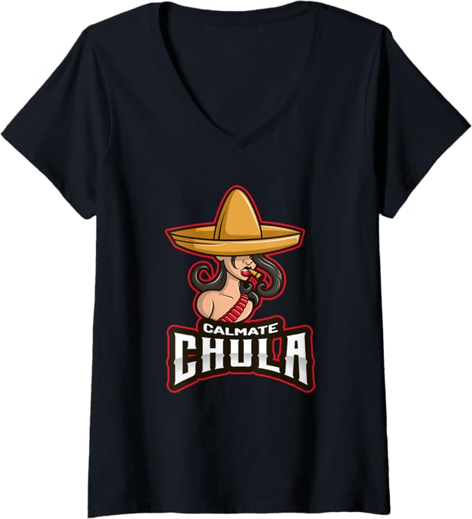 Women's Chicano Vida Vintage Aztec Native American Mexican V-Neck Women T-Shirt