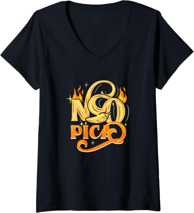 Women's No Pica Mexican Latin Slang Chicano V-Neck Women T-Shirt – Unique Mexican Apparel