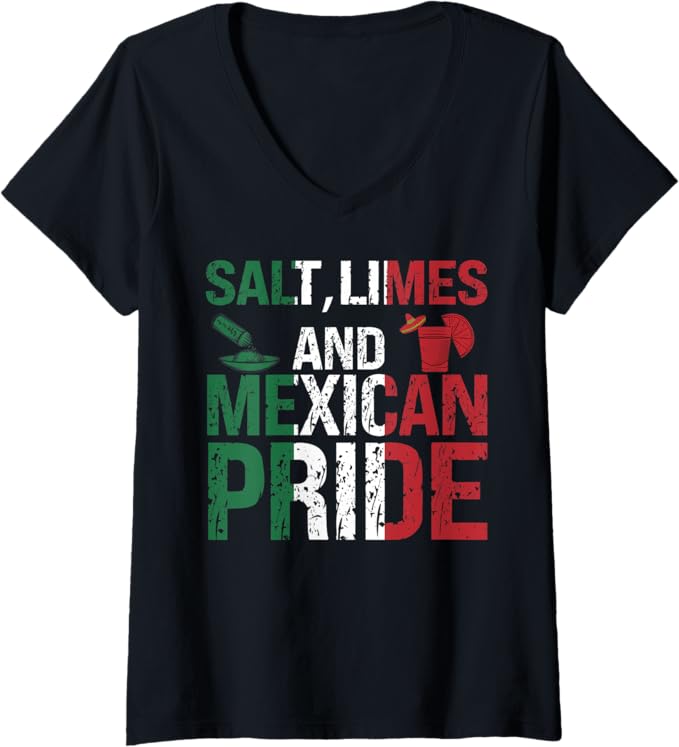 Womens Mexican Cinco De Mayo Party - Mexico Flag Pride V-Neck T-Shirt