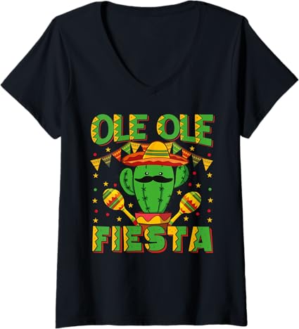 Women's Mexican Cinco de Mayo Ole Ole Fiesta V-Neck T-Shirt – Perfect Party Shirt