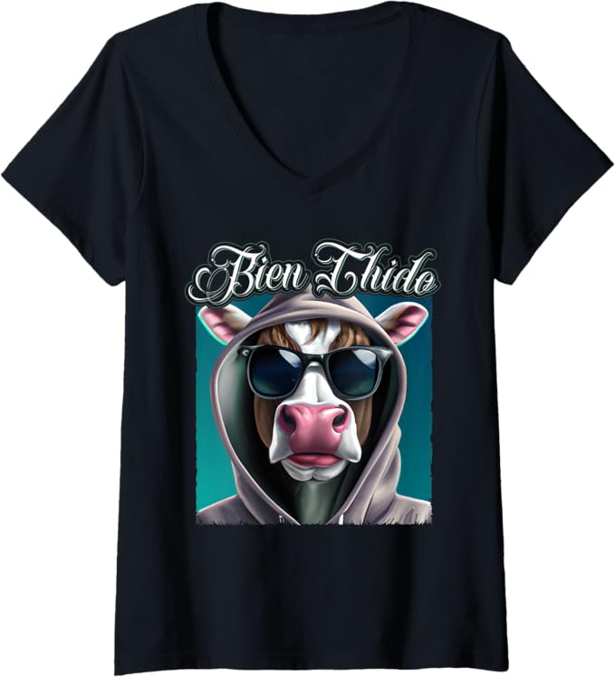 Women's Bien Chido Funny Latino Mexican Slang Chicano Quote V-Neck Women T-Shirt