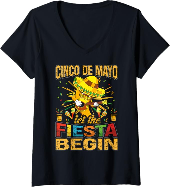 Womens Mexican Cinco De Mayo Party V-Neck T-Shirt - Celebrate Fiesta
