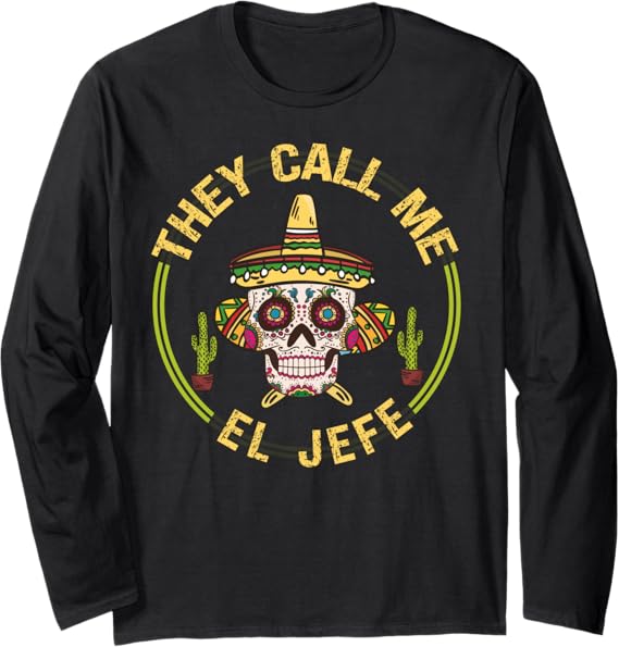 Cinco de Mayo Mexican Party Sombrero Skull Long Sleeve T-Shirt
