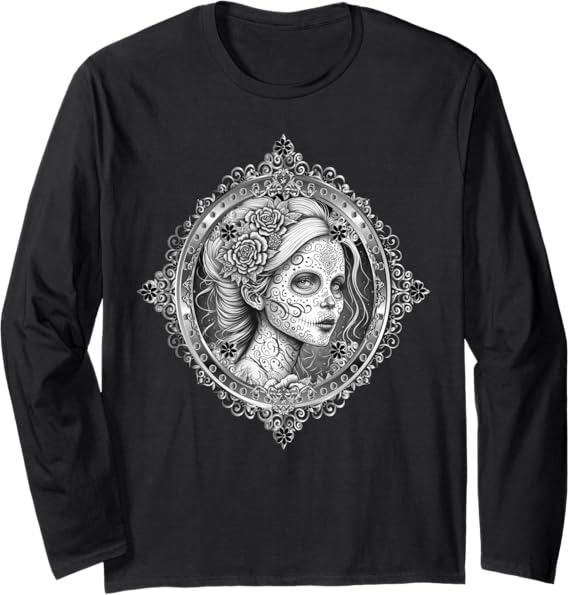 Dia De Los Muertos Calaveras Catrina Long Sleeve T-Shirt – Mexican Day of the Dead Shirt