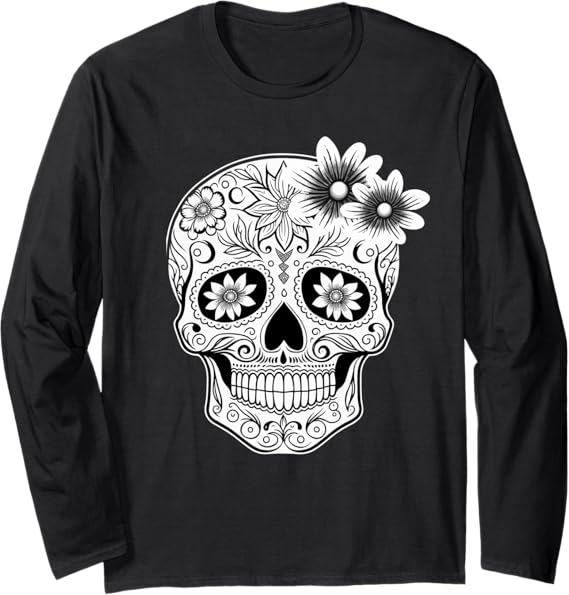 Dia De Los Muertos Mexican Skull Calaveras Long Sleeve T-Shirt – Day of the Dead Apparel