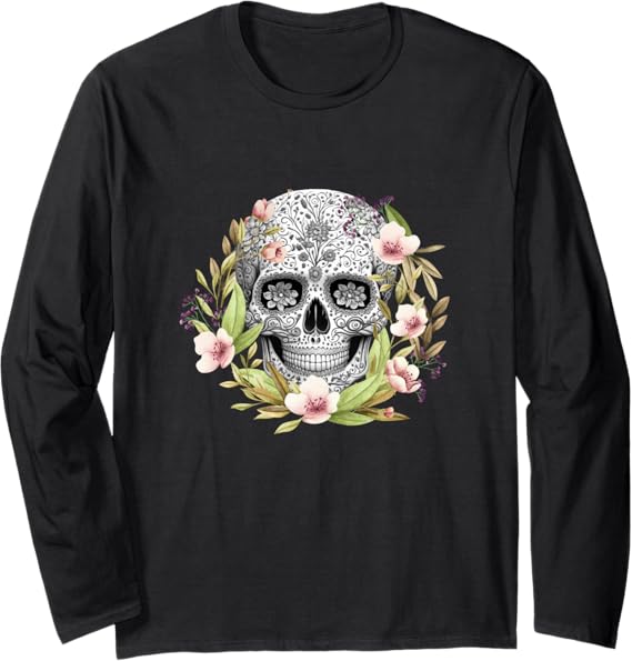 Dia De Los Muertos Calaveras Mexican Long Sleeve T-Shirt for Men and Women