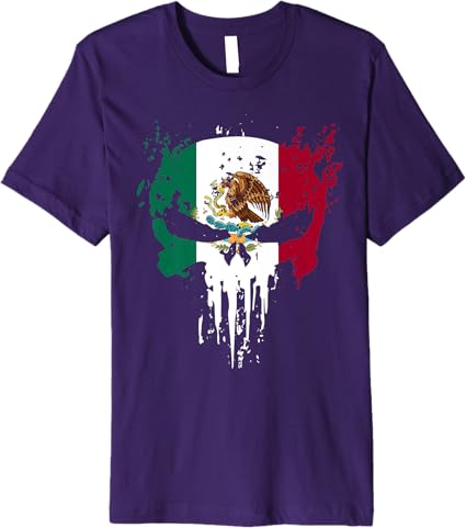 Premium Mexican Flag Skull Women T-Shirt | Bandera Mexicana Camiseta | Unique Design