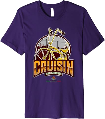 Chicano Lowrider Bike Mexican Premium Men T-Shirt - Cruisin' & Groovin' Design
