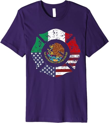 USA American Mexico Mexican Flag Escudo Nacional de México Premium Men T-Shirt - Patriotic Tee for Americans & Mexicans