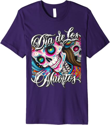Premium Mexican Calaveras Catrina Men T-Shirt | Colorful Dia De Los Muertos Skull Shirt