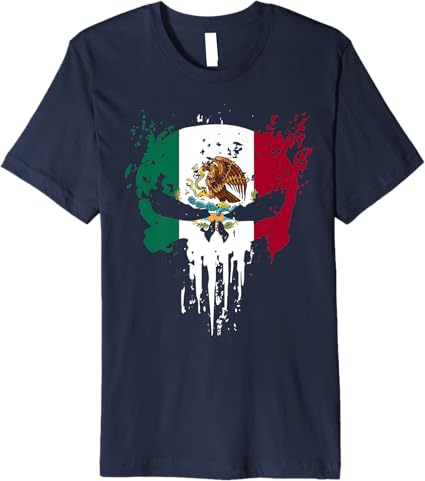 Premium Mexican Flag Skull Women T-Shirt | Bandera Mexicana Camiseta | Unique Design