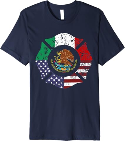 USA American Mexico Mexican Flag Escudo Nacional de México Premium Men T-Shirt - Patriotic Tee for Americans & Mexicans